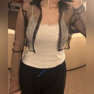 Danielle Guizio sheer crop collared cardigan